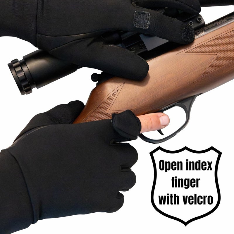 REVOLUTION RANGE Hunting & Rifle Shooting Gloves with Open Index Trigger Finger Flip | Genuine Leather Palm Grip | for Outdoor Tactical Sports | Airsoft Paintball Trap Skeet Clay Shooting - Image 4
